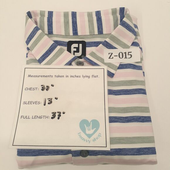 FootJoy FJ Golf Blue Pink Gray Striped Polo Shirt Men's Size 2XL Texas Star Logo - Picture 8 of 8